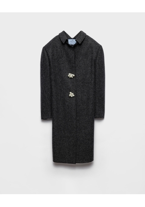 Shetland wool coat with jewel buttons