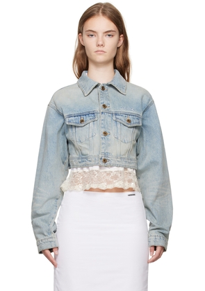 We11done Blue Cropped Denim Jacket