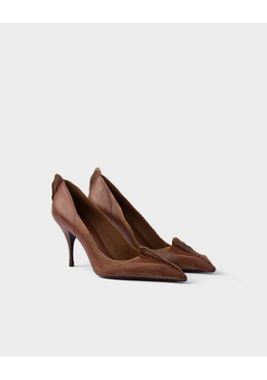 Antiqued leather pumps