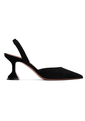 Amina Muaddi Black Suede Holli Sling 70 Heels