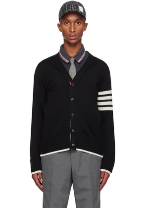 Thom Browne Black Fine Wool 4-Bar Relaxed Fit Cardigan