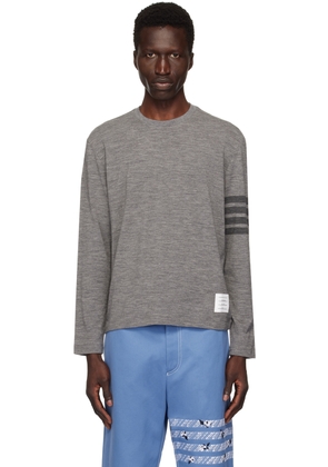 Thom Browne Gray 4-Bar Long Sleeve T-Shirt