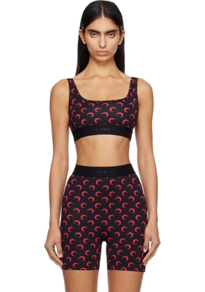 Marine Serre SSENSE Exclusive Black & Red Moon Printed Jersey Sport Bra