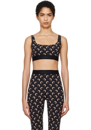 Marine Serre Black & Beige Moon Printed Jersey Sport Bra