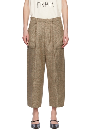 R13 Brown Pleated Pocket Trousers