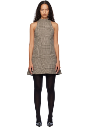 Courrèges Beige & Brown Sleeveless Prince Of Wales A-Line Minidress