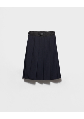 Hopsack and technical fabric midi-skirt