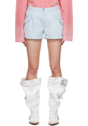 R13 Blue Pouch Pocket Denim Shorts
