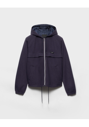 Hooded technical fabric blouson jacket
