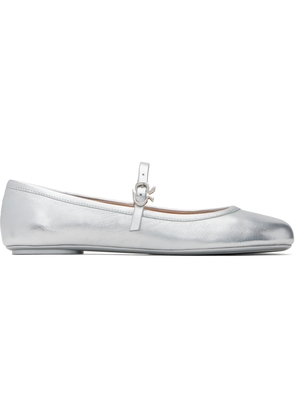 Gianvito Rossi Silver Carla Ballerina Flats