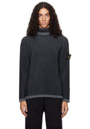 Stone Island Gray Ribbed Rollneck Knit Turtleneck