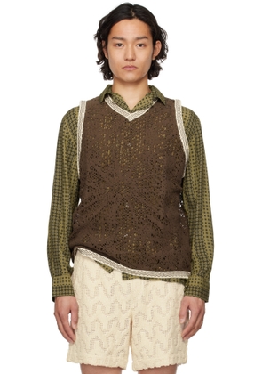 OAS Brown Astrea Orion Crochet Vest