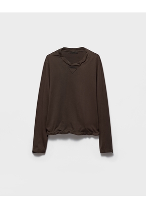 Shapeable long-sleeved cotton T-shirt