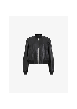 Womens Allsaints Orten Leather Bomber Jacket