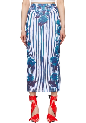 Jean Paul Gaultier White & Blue Flower Body Morphing Maxi Skirt