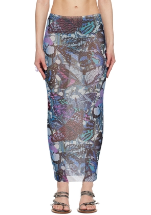 Jean Paul Gaultier Blue Butterfly Maxi Skirt