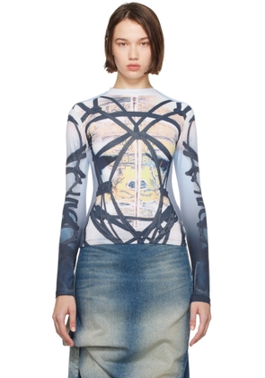 Y/Project Blue Bondage Print Long Sleeve Fitted T-shirt
