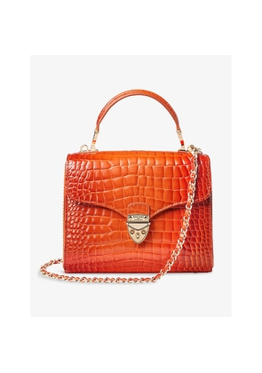 Womens Aspinal Of London Mayfair Medium Croc-Embossed Leather Top-Handle Bag