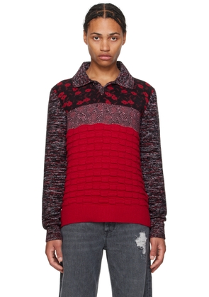 JW Anderson Red Multi-Texture Polo