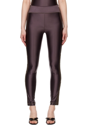 Versace Jeans Couture Brown Logo Trim Leggings