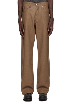 MISBHV Brown Matte Faux-Leather Trousers