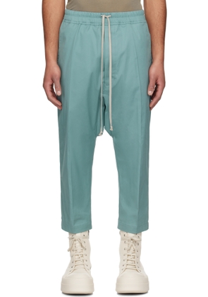 Rick Owens Blue Hollywood Drawstring Cropped Trousers
