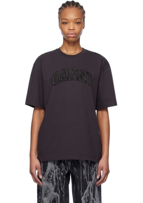 GANNI Black Heavy Cotton Drop Shoulder 'GANNI' T-shirt