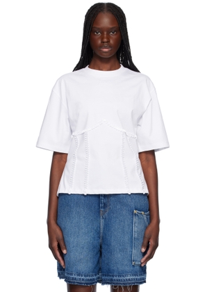 GANNI White Cotton Tie Back T-shirt