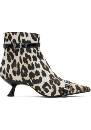 GANNI Beige & Black Satin Eyelets Kitten Heel Boots