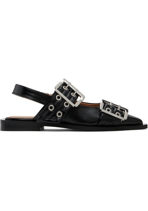 GANNI Black Feminine Buckle Flats