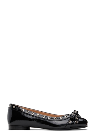 GANNI Black Eyelet Bow Ballerina Flats