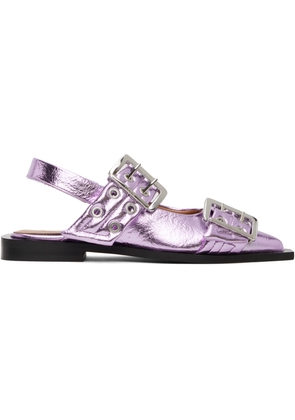 GANNI Purple Feminine Buckle Flats