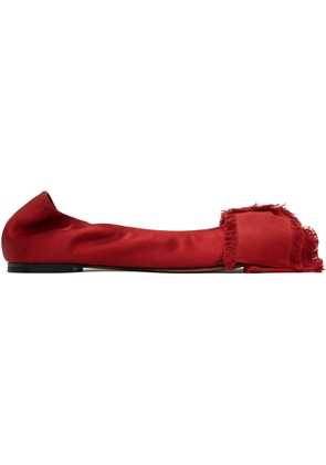 Lanvin Red Satin Bow Ballerina Flats