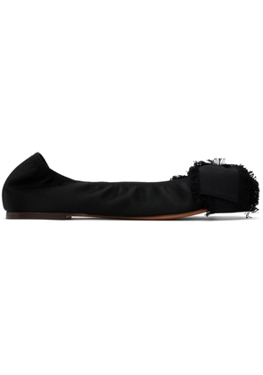 Lanvin Black Satin Bow Ballerina Flats
