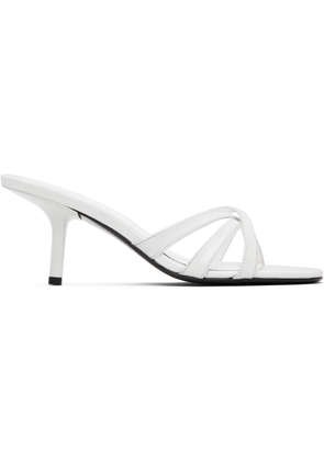 BY FAR White Julie Creased Calf Leather Heeled Sandals