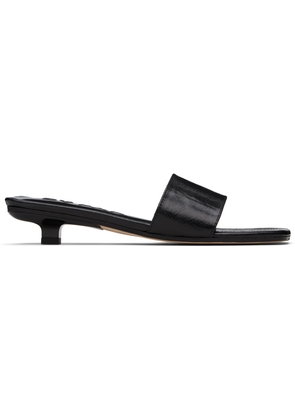 BY FAR Black Ceni Eel Embossed Leather Heeled Sandals
