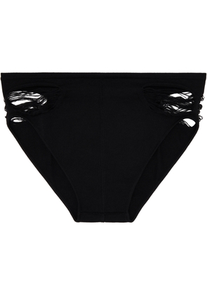 Rick Owens Black Shredded Merino Knit Brief