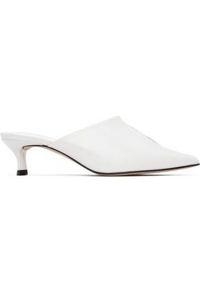 BY FAR White Luciana Creased Calf Leather Heels