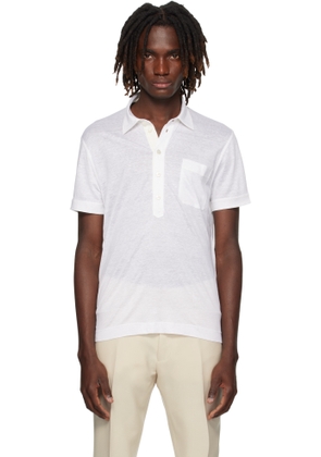 TOM FORD White Silk & Linen Polo