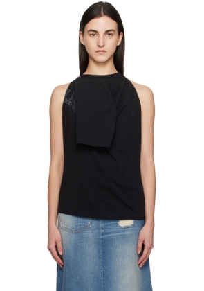 MM6 Maison Margiela Black Dual Wear Varsity Printed T-shirt