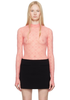 Marine Serre SSENSE Exclusive Pink Moonogram Flock Second Skin T-shirt