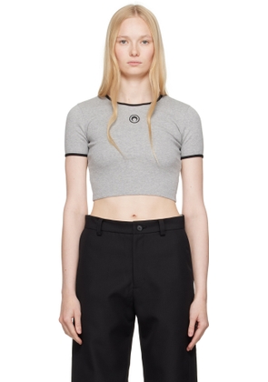 Marine Serre Gray Moon Logo Jersey Cropped T-shirt
