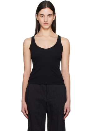 MM6 Maison Margiela Black Cotton Ribbed Tank Top