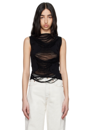 MM6 Maison Margiela Black Distressed Tank Top
