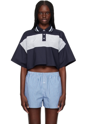 We11done Navy & Gray Color Block Cropped Polo