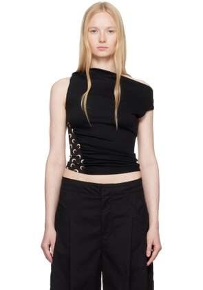 Marine Serre SSENSE Exclusive Black Soft Jersey Draped Top