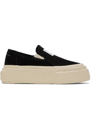 MM6 Maison Margiela Black Suede Platform Slip-On Sneakers