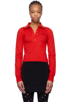 We11done Red Cotton Logo Polo