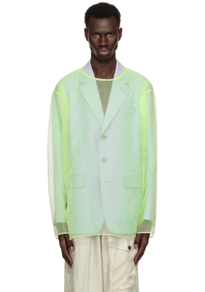 Dries Van Noten Green Sheer Crew Neck Top