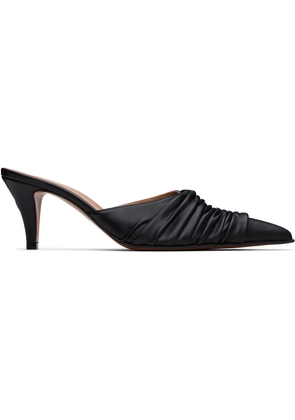 McQueen Black Birdee Ruched Mules